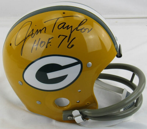 Jim Taylor Paul Hornung Dave Robinson Signed Riddell Packers Helmet Replica JSA LOA