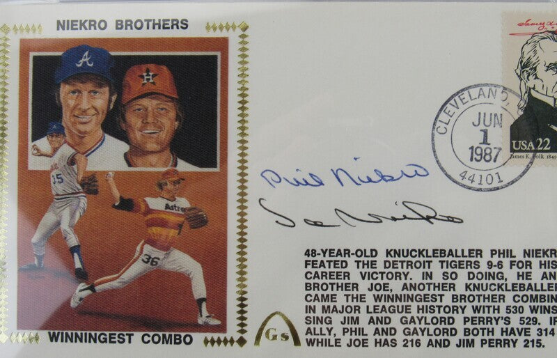 Phil & Joe Niekro Signed First Day Cover PSA/DNA Encapsulated