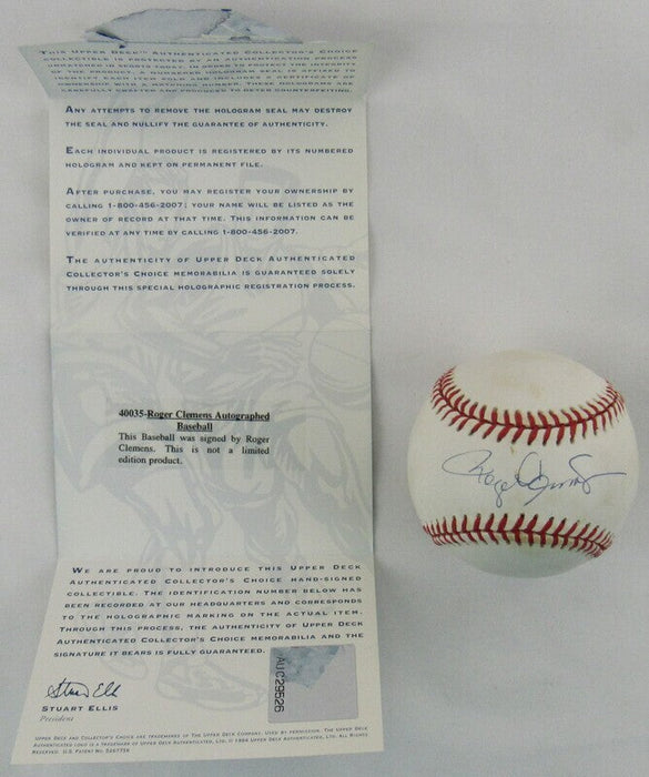 Roger Clemens Signed Rawlings Baseball Upper Deck COA