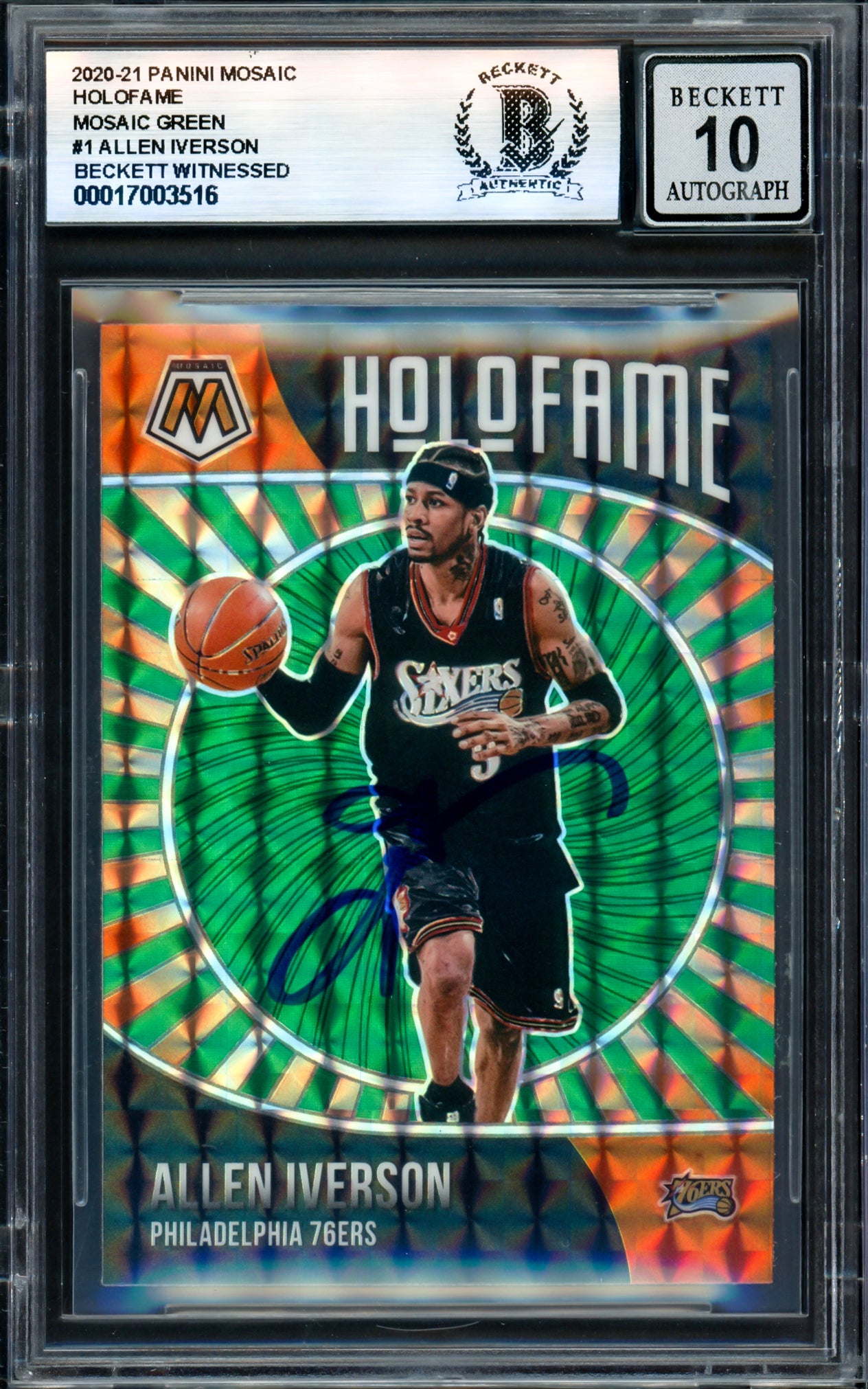 アレイン・アイバーソ　サイン Allen Iverson Autographed 2020-21 Panini Mosaic Holofame Green