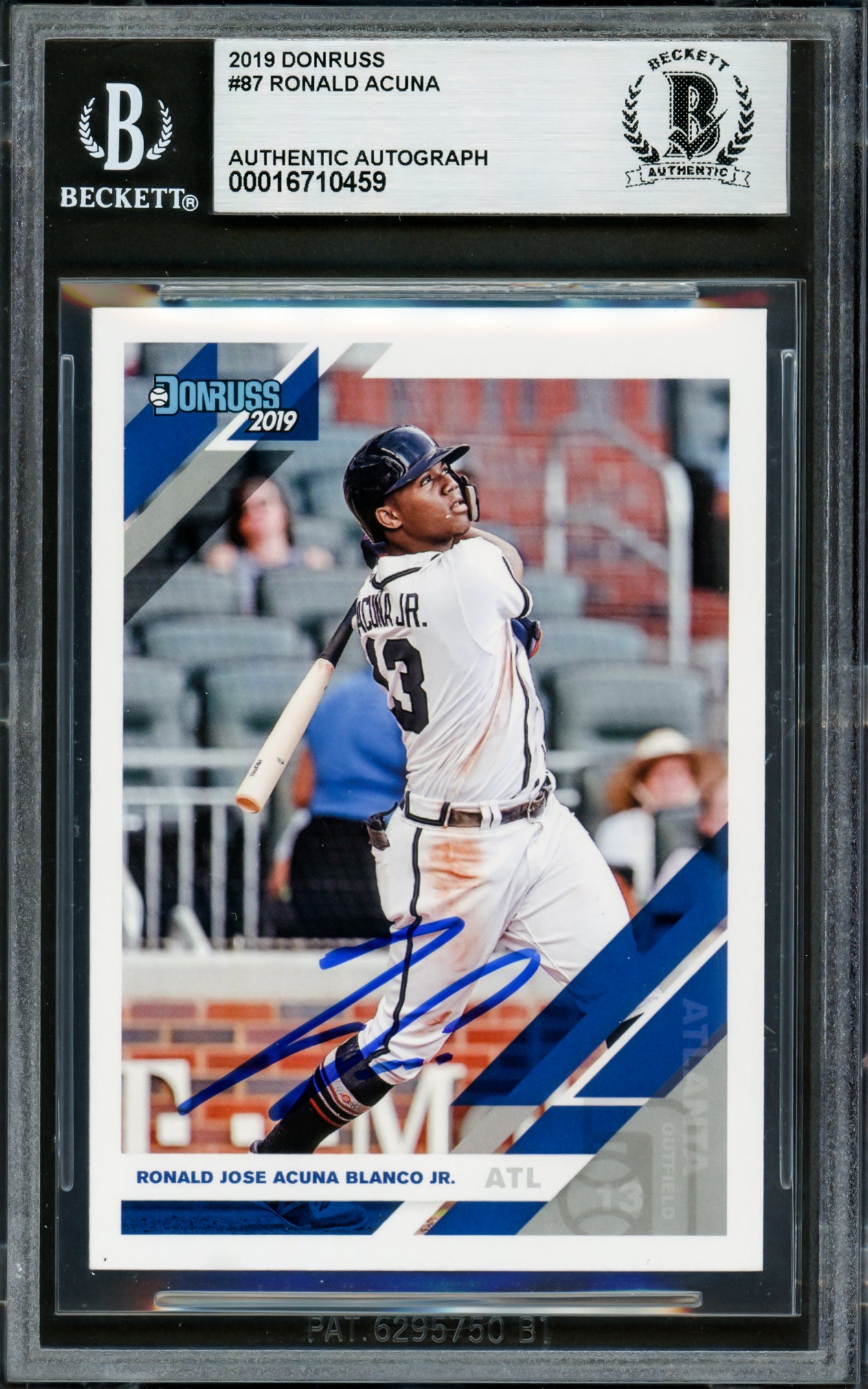 Ronald Acuna Jr. Autographed 2019 Donruss Card #87 Atlanta Braves