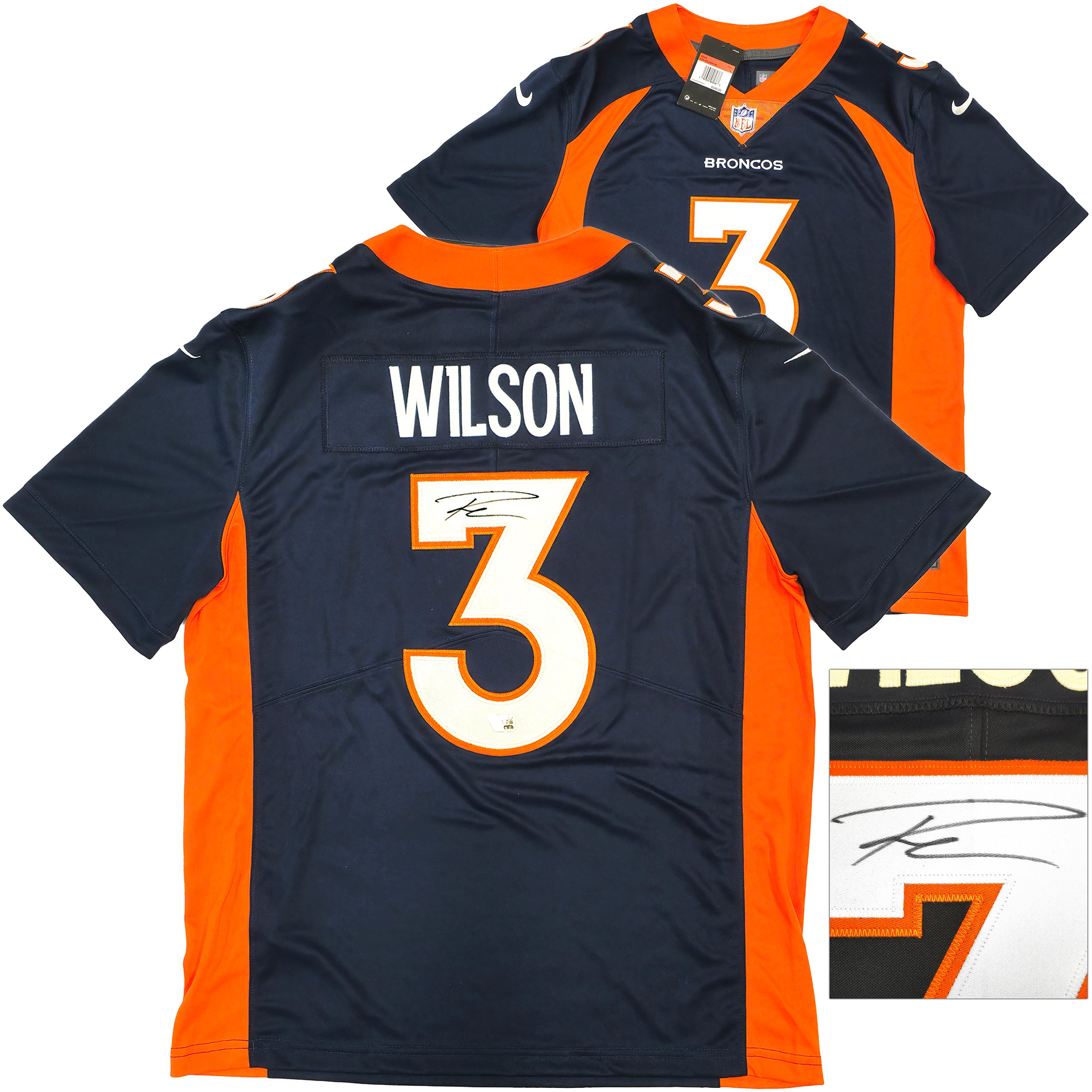 Denver Broncos Russell Wilson Autographed Blue Nike Limited Jersey