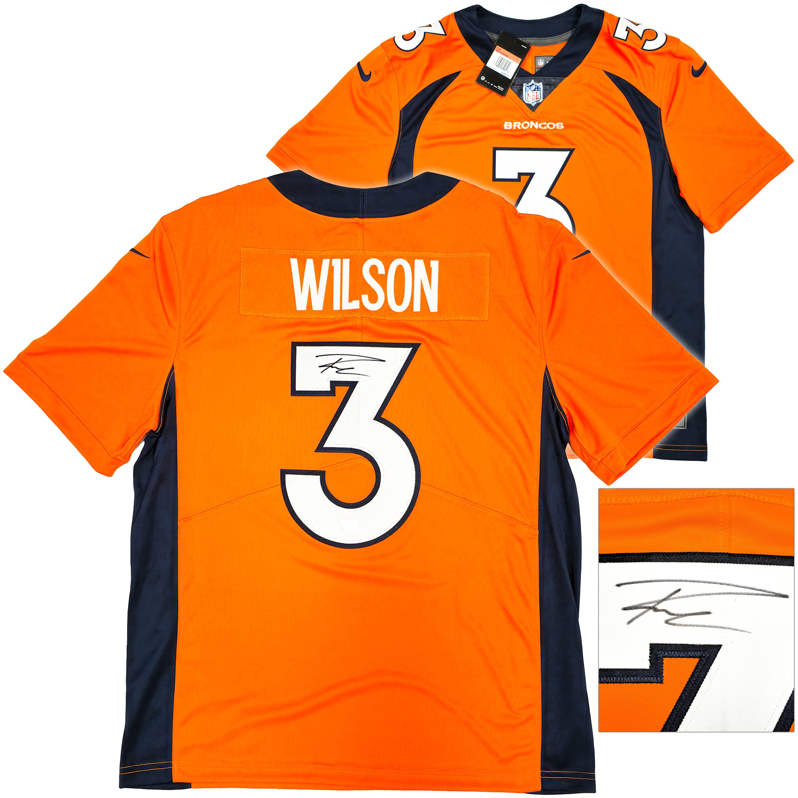 Denver Broncos Russell Wilson Autographed Orange Nike Limited