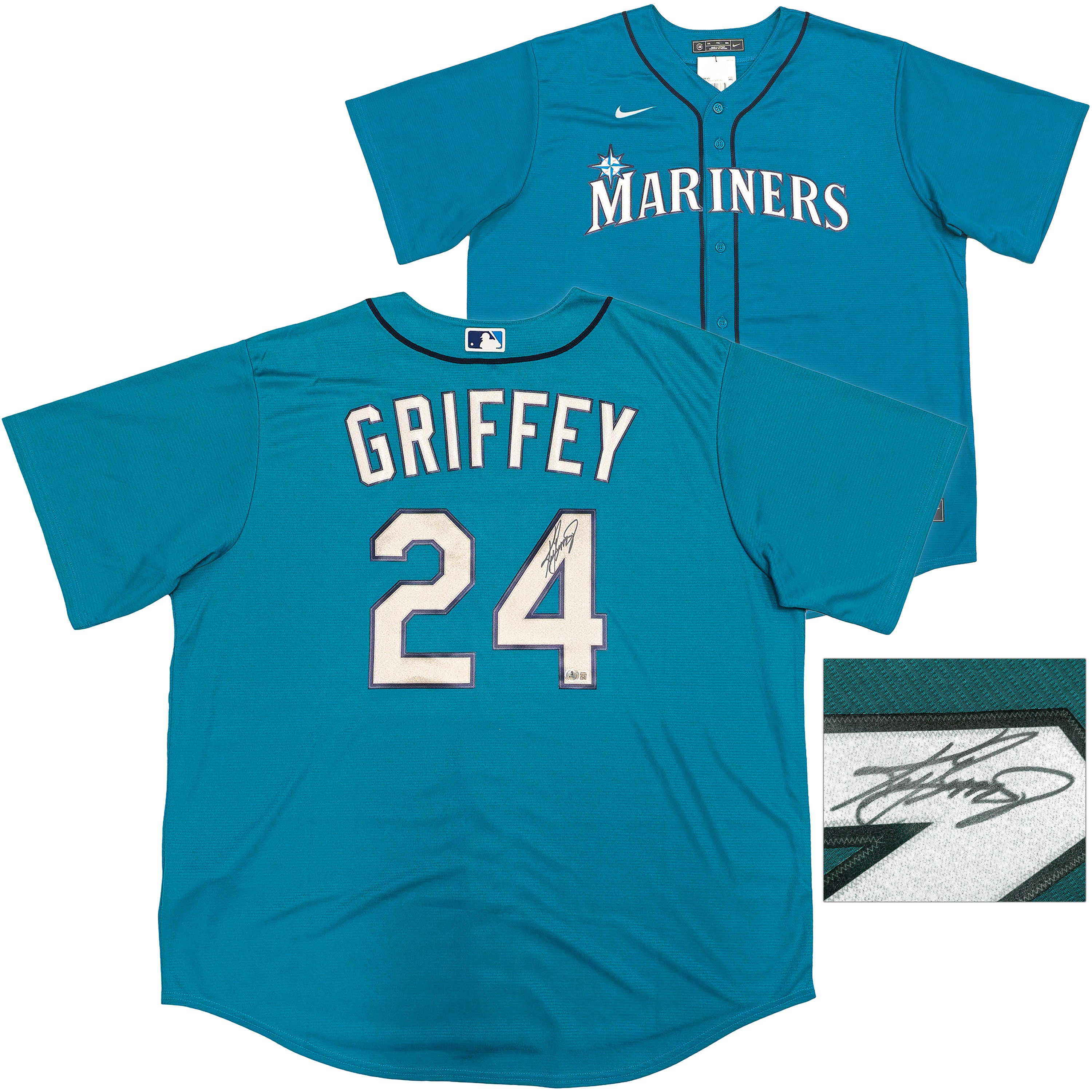Seattle Mariners Ken Griffey Jr. Autographed Teal Nike Jersey Size
