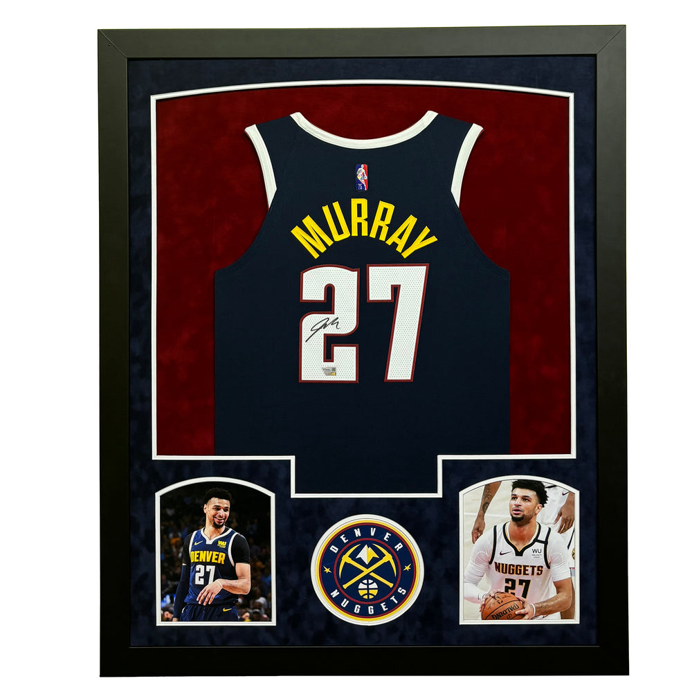 Jamal Murray Signed Denver Nuggets Custom Suede Matte Framed Basketball Jersey