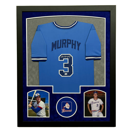 Dale Murphy Signed Atlanta Blue Custom Suede Matte Framed Baseball Jersey