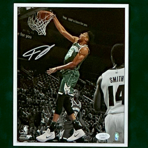 Giannis Antetokounmpo Hand Signed & Framed Milwaukee Bucks 8x10 Photo (JSA)