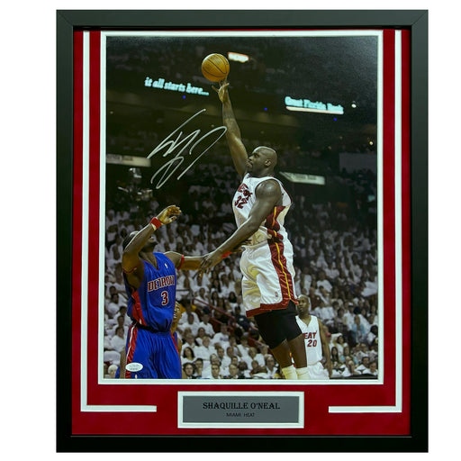 Shaquille O'Neal Hand Signed & Framed Miami Heat 16x20 Photo (JSA)
