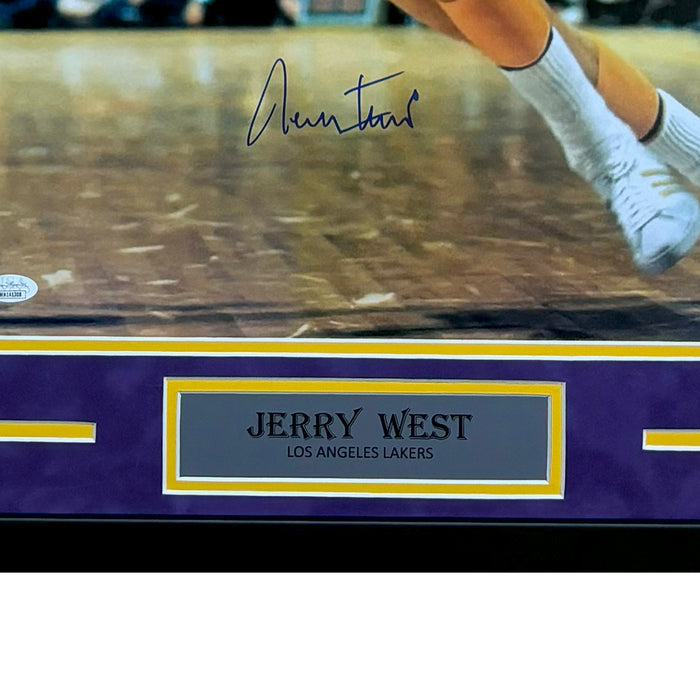 Jerry West Hand Signed & Framed Los Angeles Lakers 16x20 Photo (JSA)