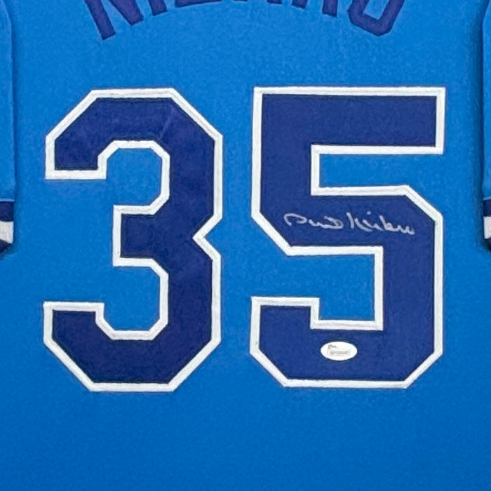 Phil Niekro Signed Atlanta Blue Custom Suede Matte Framed Baseball Jersey (JSA)