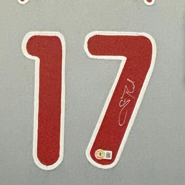 Scott Rolen Signed Philadelphia Grey Custom Suede Matte Framed Baseball Jersey (Beckett)