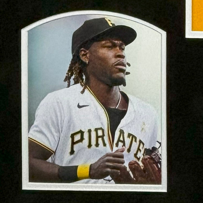 Oneil Cruz Signed Pittsburgh Yellow Custom Suede Matte Framed Baseball Jersey (JSA)