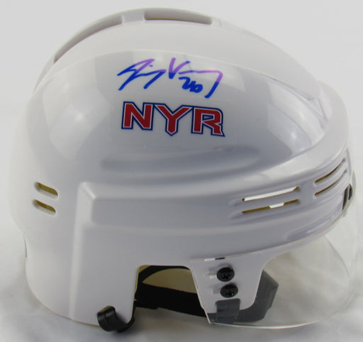 Jimmy Vesey Signed Rangers White Mini Helmet JSA Certified