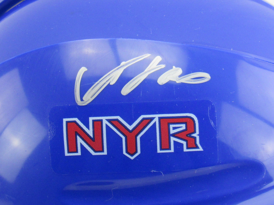 Jimmy Vesey Adam Fox K'Andre Miller Signed Rangers Blue Mini Helmet Lot Fanatics & JSA Certified