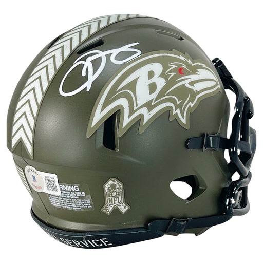 Odell Beckham Jr Signed Baltimore Ravens Salute to Service Speed Mini Football Helmet (Beckett)