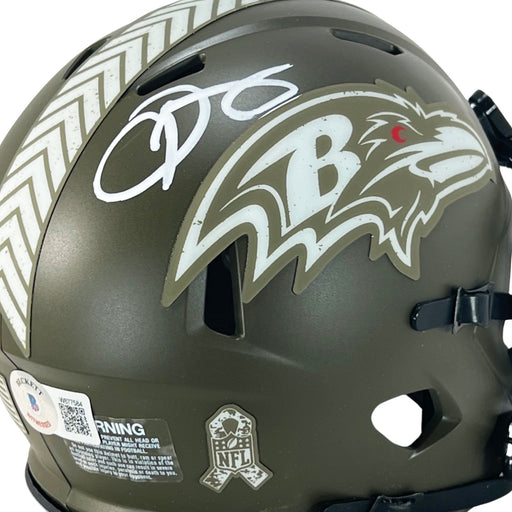 Odell Beckham Jr Signed Baltimore Ravens Salute to Service Speed Mini Football Helmet (Beckett)