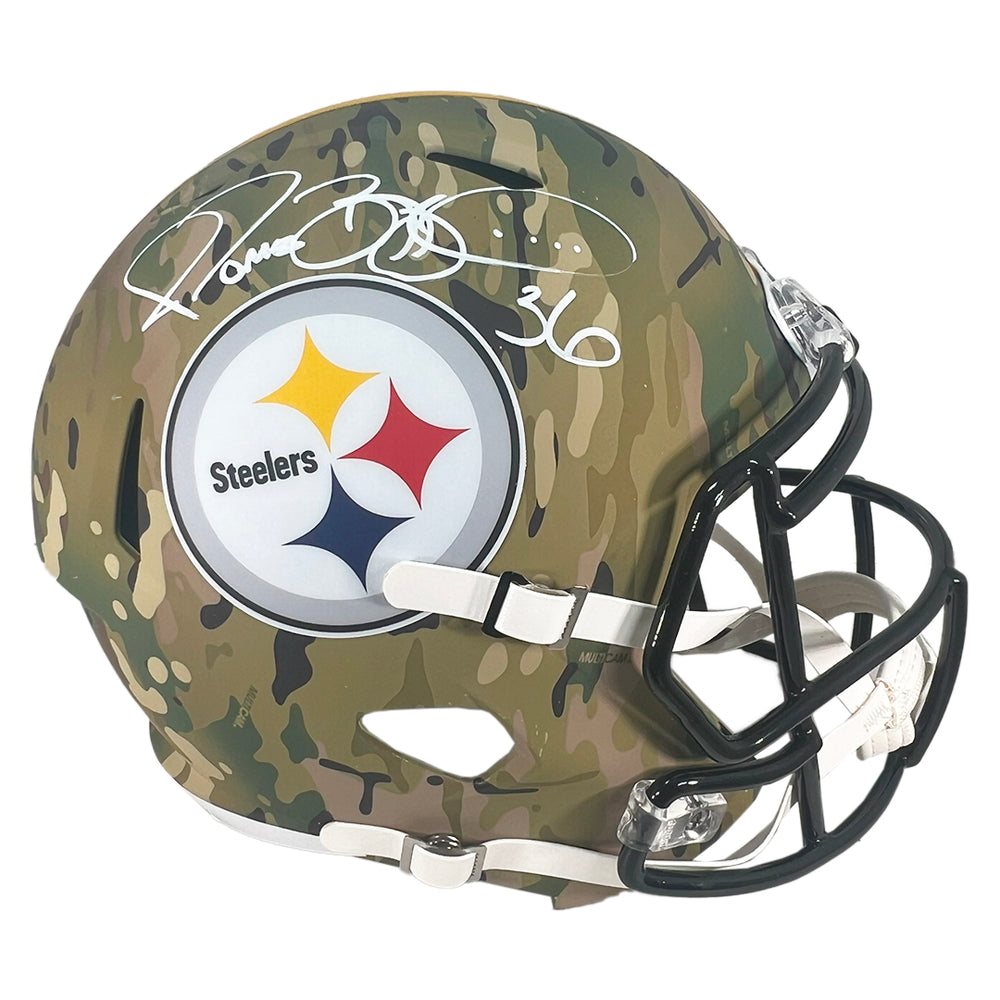 Jerome Bettis Signed Pittsburgh Steelers Camo Speed Full-Size Replica Football Helmet (Beckett)