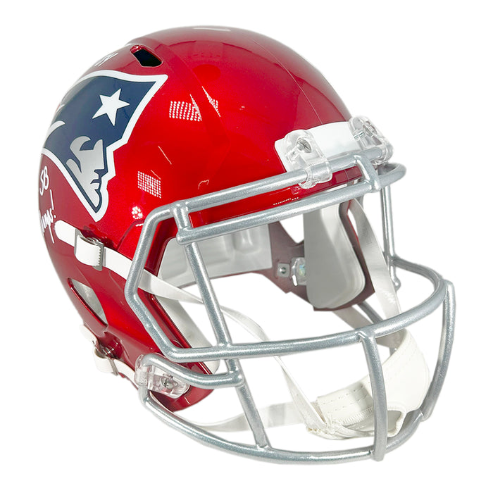 Tedy Bruschi Signed 3x SB Champs Inscription New England Patriots Flash Speed Full-Size Replica Football Helmet (Beckett)