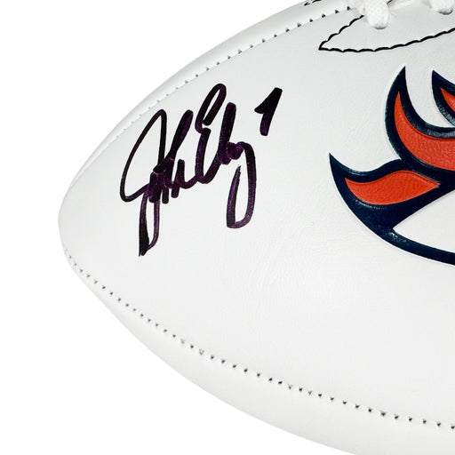 John Elway Signed Denver Broncos Official NFL Team Logo White Football (JSA)