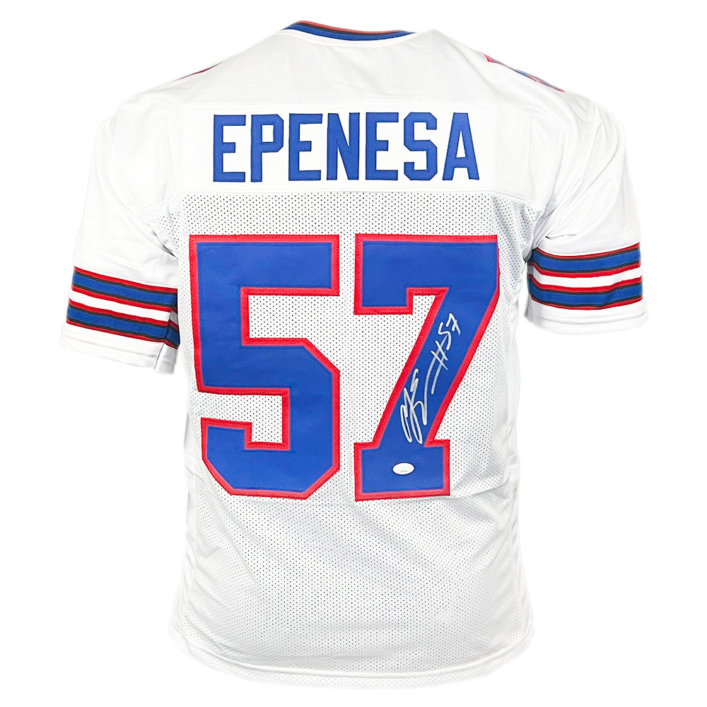 AJ Epenesa Signed Buffalo White Football Jersey (JSA)