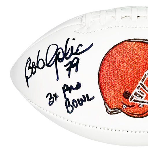 Bob Golic Signed 3x Pro Bowl Inscription Cleveland Browns Official NFL Team Logo Football (JSA)