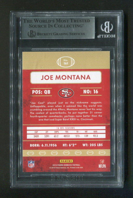 2015 Panini Donruss Joe Montana #161 BGS Signed Football Card - RSA