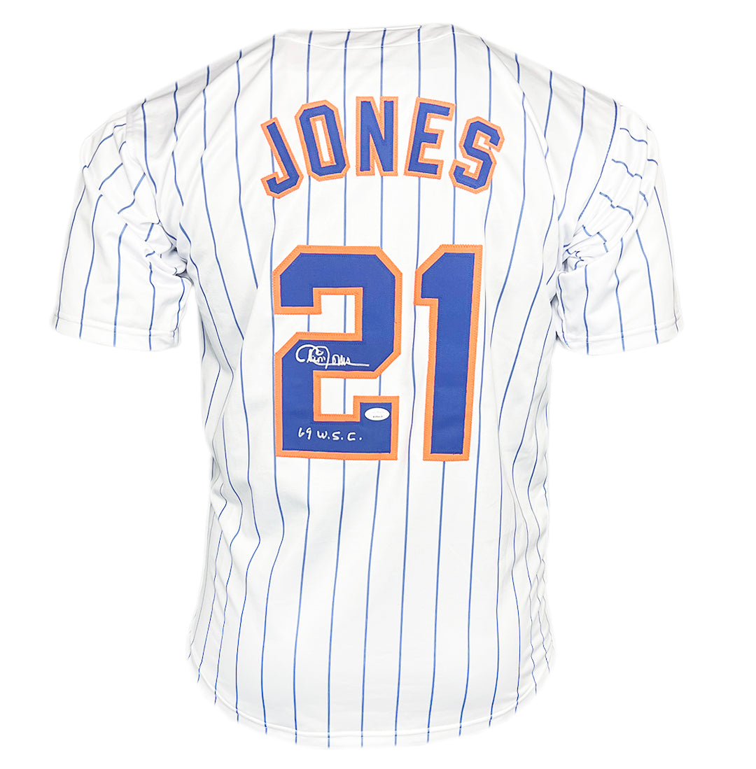 Cleon Jones Signed WSC Inscription New York Pinstripe Baseball Jersey — RSA