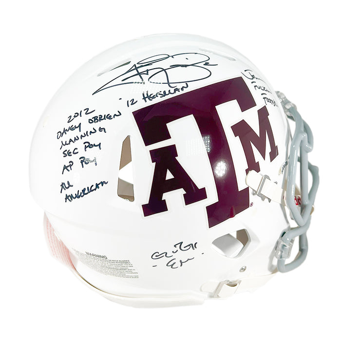 Johnny Manziel Signed Multi-Inscription White Texas A&M Authentic Speed Full-Size Football Helmet (JSA)