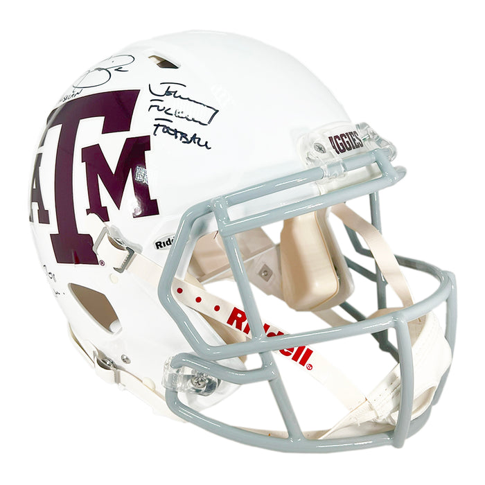 Johnny Manziel Signed Multi-Inscription White Texas A&M Authentic Speed Full-Size Football Helmet (JSA)