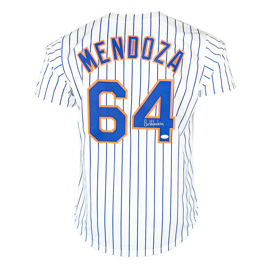 Carlos Mendoza Signed New York Pinstripe Baseball Jersey (JSA) — RSA