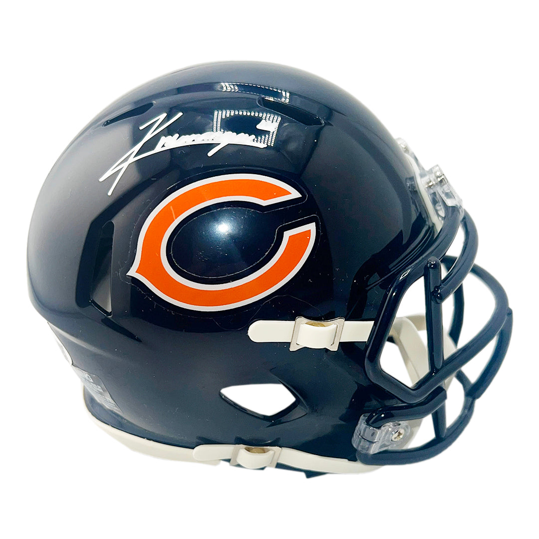 cal bears mini football helmet Kyle Monangai Signed Chicago Bears Speed Mini Navy Football Helmet (JS — RSA