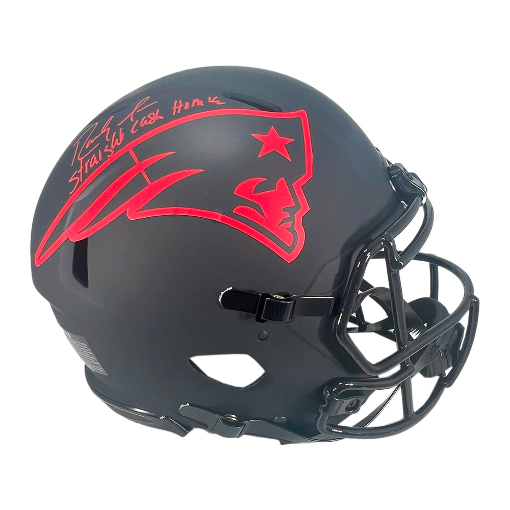 Randy Moss Signed Straight Cash Homie Inscription New England Patriots Authentic Eclipse Speed Full-Size Football Helmet (Beckett)