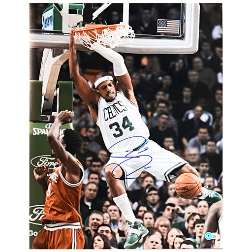 Paul Pierce Signed Boston Dunking Basketball 16x20 Photo (Beckett)