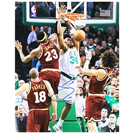 Paul Pierce Signed Boston Dunking on Lebron Basketball 16x20 Photo (Beckett)
