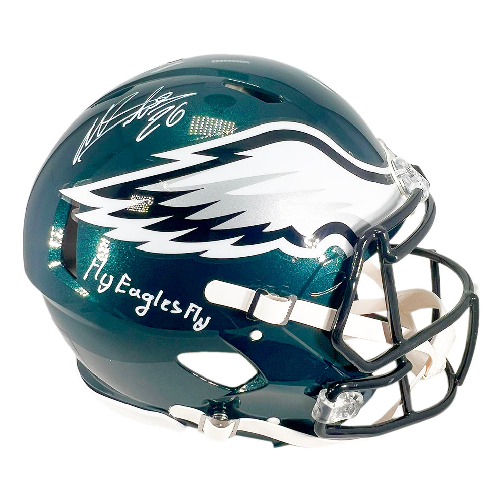 Miles Sanders Signed Fly Eagles Fly Inscription Philadelphia Eagles Authentic Speed Full-Size Football Helmet (JSA)