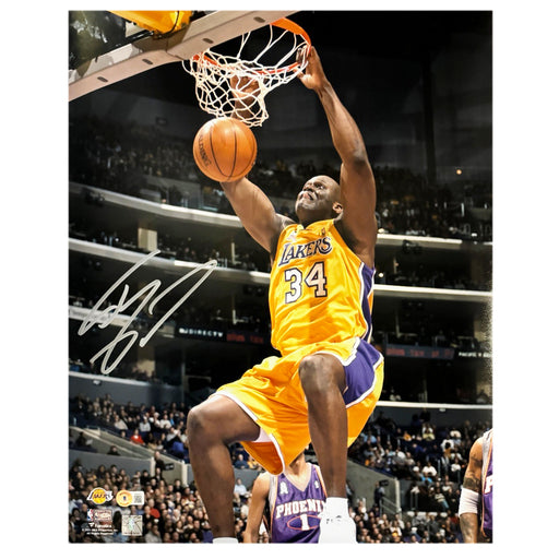 Shaquille O'Neal Signed Los Angeles Dunking Basketball 16x20 Photo (Beckett)