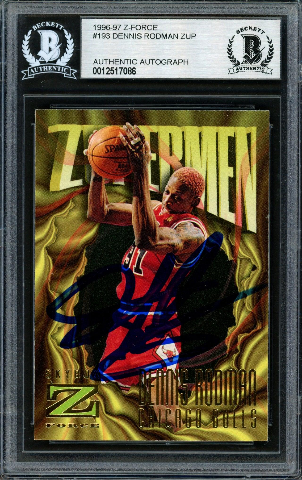 Dennis Rodman Autographed 1996-97 Skybox Z Force Card #193 Chicago