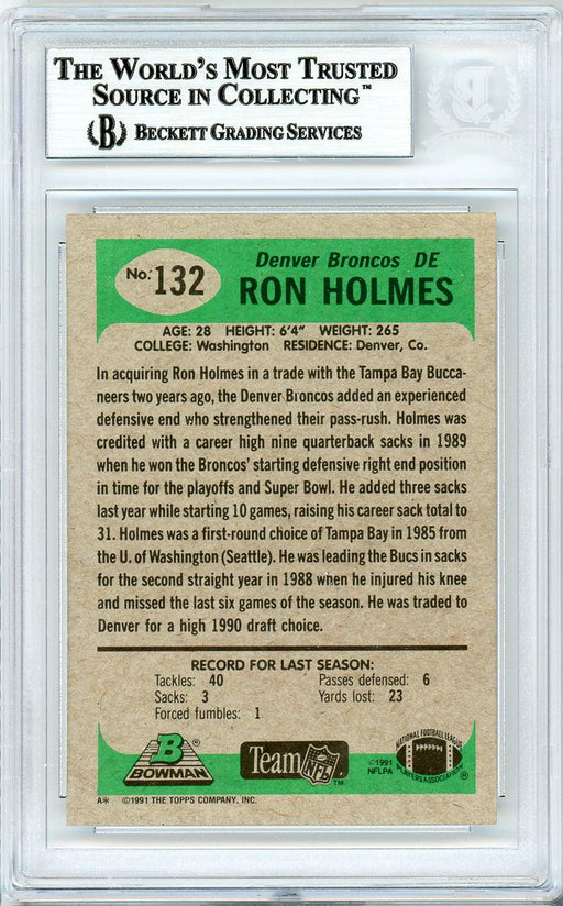 Ron Holmes Autographed 1991 Bowman Card #132 Denver Broncos Beckett BAS #10737271 - RSA
