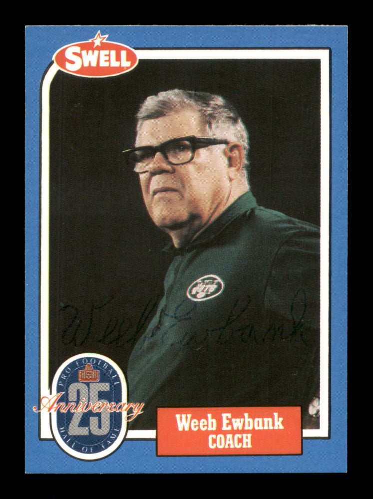Weeb Ewbank Autographed 1988 Swell Card #39 New York Jets Signed Front & Back SKU #197588 - RSA