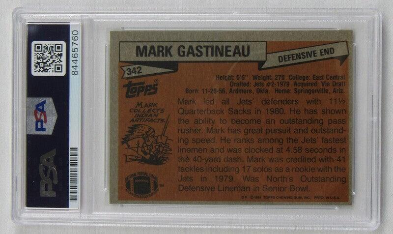 mark gastineau signed 1981 topps 342 rookie rc football card psadna certificate of authenticity