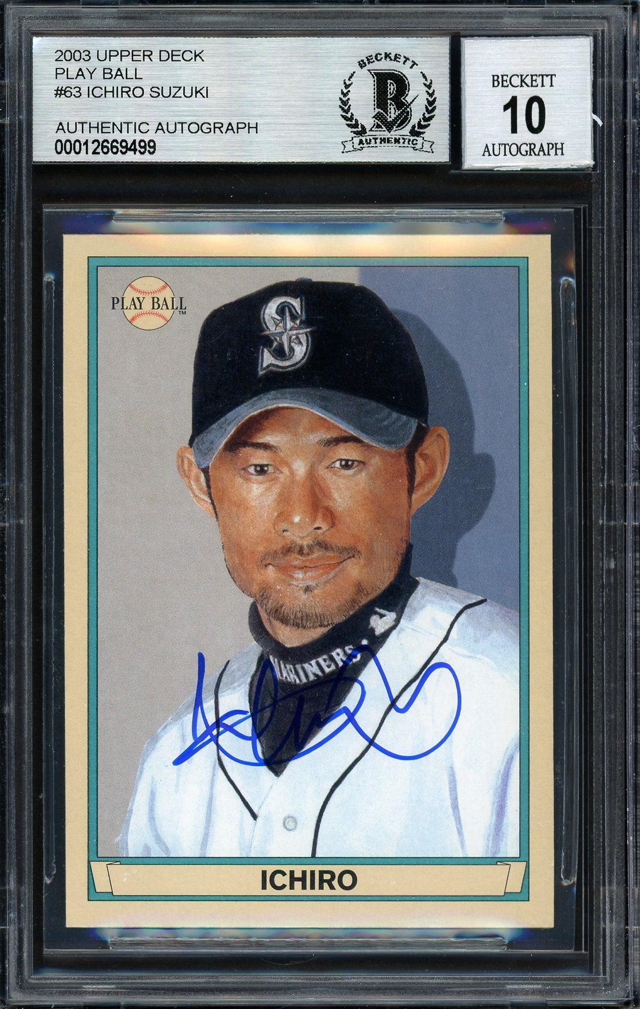 スポーツ選手 ICHIRO AUTOGRAPH CARD Ichiro Suzuki Autographed 2003 Upper Deck Play Ball Card #63
