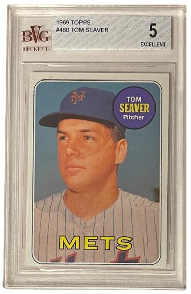 Tom Seaver 1969 Topps Baseball Card #480- BVG Graded 5 Excellent (Sub — RSA