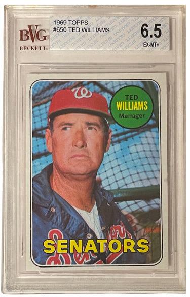 Ted Williams 1969 Topps Baseball Card #650- BVG Graded 6.5 EX-MT+ (Sub — RSA