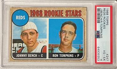 Johnny Bench 1968 Topps Baseball Rookie Card (RC) #247- PSA Graded 4 V — RSA