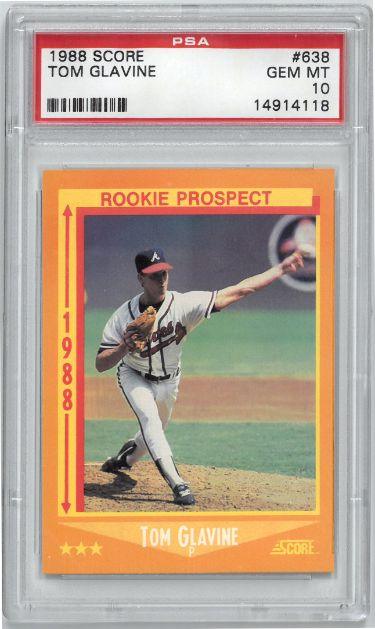 Tom Glavine 1988 Score Rookie Baseball Card #638- PSA Graded 10 Gem Mi — RSA