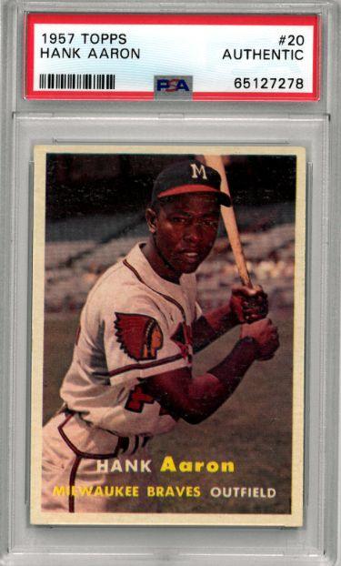 RDB Holdings & consulting CTBL-034432 Hank Aaron 1957 Topps No. 20- PSA Slabbed Authentic Milwaukee Braves Baseball Card