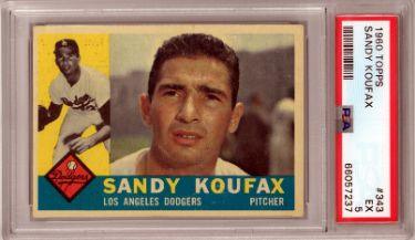 Sandy Koufax 1960 Topps Baseball Card #343- PSA Graded 5 EX (Los Angel — RSA
