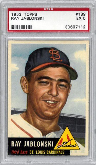 Ray Jablonski 1953 Topps Baseball Card #189- PSA Graded 5 EX (St