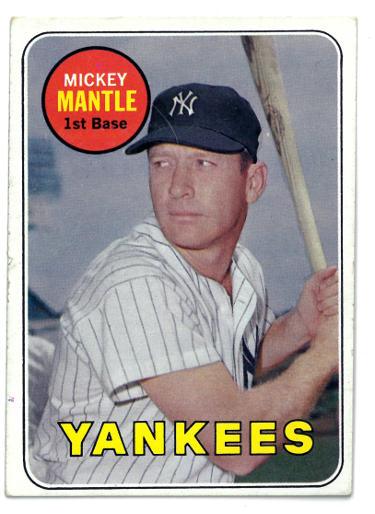 Mickey Mantle 1969 Topps Baseball Card #500 (New York Yankees) — RSA