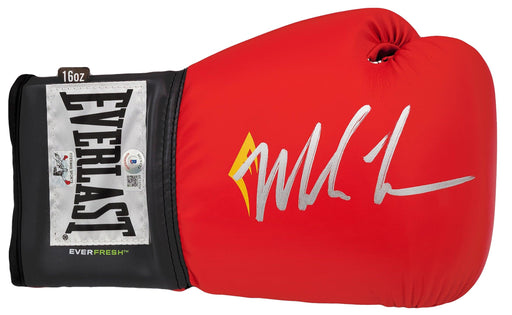 Mike Tyson Autographed Red Everlast Everfresh Boxing Glove Right Hand In Silver Beckett BAS Stock #202301 - RSA
